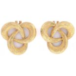 A pair of gold knot earrings, clip fittings, 18mm, marked 750, 8.3g Good condition