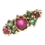 An antique tourmaline ring, c1900, in 18ct gold, 3g, size H Central stone abraded, Birmingham