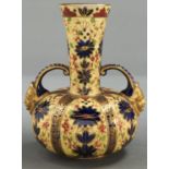A Crown Derby yellow ground Imari pattern vase, c1885, 14.5cm h, printed mark, pattern 876 Light