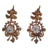 A pair of Victorian paste set giltmetal earrings, c1870 Good condition