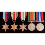 WWII, five, 1939-1945 Star, Africa Star, 1st Army Clasp, Italy Star, Defence Medal and War Medal,