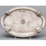 A George V shaped oval silver dressing table tray, 33.5cm l, by Hammond, Creake & Co, Sheffield