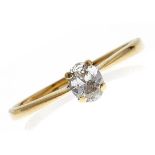 A diamond solitaire ring, in 18ct gold, 1.5g, size J½ Good condition