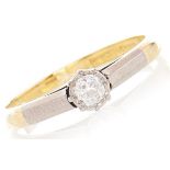 A diamond solitaire ring, gold hoop marked 18ct PLAT, 3.2g, size K Good condition
