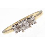 A twelve stone diamond ring with princess cut diamonds, in 18ct gold, 2.9g, size M Good condition