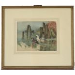 Winifred Marie Louise Austen - Smews on the Lake, signed with monogram, watercolour, 21.5 x 29cm