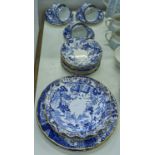 A Royal Crown Derby blue printed bone china Mikado pattern tea service and matching dinner and