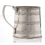 A George III silver christening mug, with reeded bands, 60mm h, by Samuel & Edward Davenport, London
