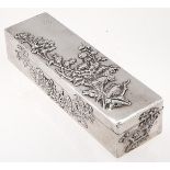 A Chinese silver repousse box, late 19th c, the lid and sides crisply decorated with flowering