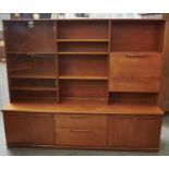 A teak wall unit, c1970/80, 200cm l Good condition