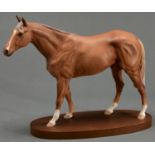A Royal Doulton model of a horse, late 20th c, chestnut, matt, wood base, 28cm h, printed mark