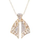 A diamond pendant, in two colour 14ct gold, on 14ct gold necklet, 4.8g (2) Good condition