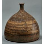 Studio Pottery. A British glazed stoneware vessel, c1970-80, of bottle oven form, 34cm h,