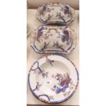 A pair of Copeland & Garrett Japan pattern stone china vegetable dishes and covers and four soup
