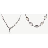 Two moonstone necklets, in silver