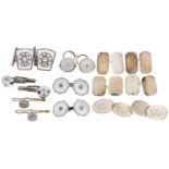 Miscellaneous silver, bi-metal and other cufflinks and dress accessories Good condition