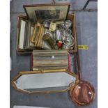 Miscellaneous LP records, metalware and bygones, to include a miner's lamp, 1960's stainless steel