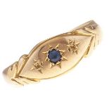 An Edwardian sapphire ring, gypsy set in 18ct gold, Chester 1902, 2.1g, size M Lacking the two