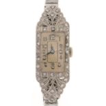 An Art Deco diamond cocktail watch, with Ruler movement, millegrain set in 18ct white gold, 14 x