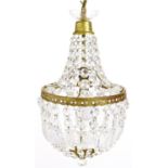 A cut glass bag chandelier, 37cm h Good condition