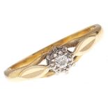 A diamond solitaire ring, in 18ct gold, 2g, size K Good condition