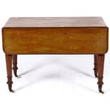 A Victorian mahogany Pembroke table, c1850, with rounded rectangular leaves on turned tapered legs