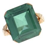 A green paste ring, in gold marked 9ct, 5.9g, size H