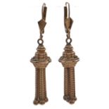 A pair of gold tassel drops adapted as earrings, 7.7g Wear consistent with age