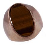 A tiger's eye signet ring, in gold, 13.4g, size F Let in extension to hoop