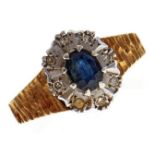 A sapphire and diamond ring, in 18ct gold, 5.4g, size O Good condition