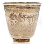 A Continental silver gilt beaker, probably German, mid 18th c, of flared shape with rounded base and