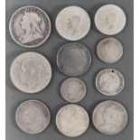 Silver Coins. Crowns, 1893 and 1935, and nine various other silver coins