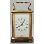 A French brass carriage timepiece, Duverdrey & Bloquel, late 20th c, 11cm h excluding handle Good