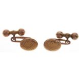 A pair of Victorian 9ct gold cufflinks, Birmingham 1892, 2.2g Good condition