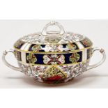 A Crown Derby Japan pattern broth bowl and cover, 1882, 10cm h, printed mark and A set of three