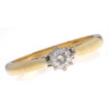 A diamond solitaire ring,  the old cut diamond weighing approx 0.2ct, in 18ct gold, London 1975, 2.