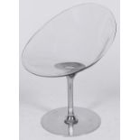 A Kartell Ero/S swivel armchair, designed by Philippe Starck, 1999, of transparent polycarbonate
