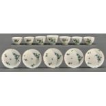 A rare Derby miniature or toy tea service, comprising six tea bowls, five saucers and a sucrier,