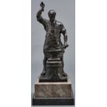 A German bronze sculpture of a blacksmith, cast from the model by Julius Paul Schmidt-Felling (