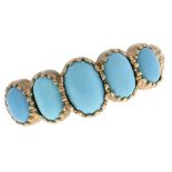 A turquoise ring in Victorian style, in 9ct gold, 3.1g, size O Good condition