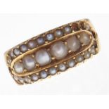 A Victorian split pearl ring, in 18ct gold, Chester 1881, 3.7g, size J Several pearls deficient
