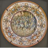 An Italian revivalist maiolica dish, late 19th c, in early 16th c style, 42cm diam, painted monogram