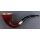 Smoking. A silver mounted calabash pipe, with vulcanite mouthpiece, 17.5cm l, mounts Birmingham