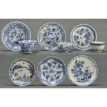 Two Chinese export porcelain blue and white tea bowls and saucers, another tea bowl for the South