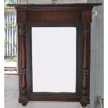 An early Victorian mahogany mirror, with turned pilasters, 68cm h One foot re-stuck