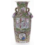 A Chinese Canton famille rose vase, 20th c, with peach handles, 93cm h Good condition, not cracked