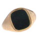 A 9ct gold signet ring, with blind bloodstone matrix, London 1963, 4.6g, size R Wear consistent with