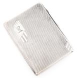 A George V silver cigarette case, engine turned, 83mm l, Birmingham 1934, 3ozs Good condition