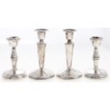 A pair of Elizabeth II dwarf silver candlesticks, 12.5cm h, by W I Broadway & Co, Birmingham 1972,