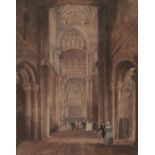 Joseph Nash, OWS (1809-1878) - A Procession in Durham Cathedral, watercolour, 36.5 x 29cm Two